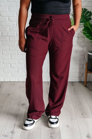 Running Game Drawstring Joggers in Red Merlot