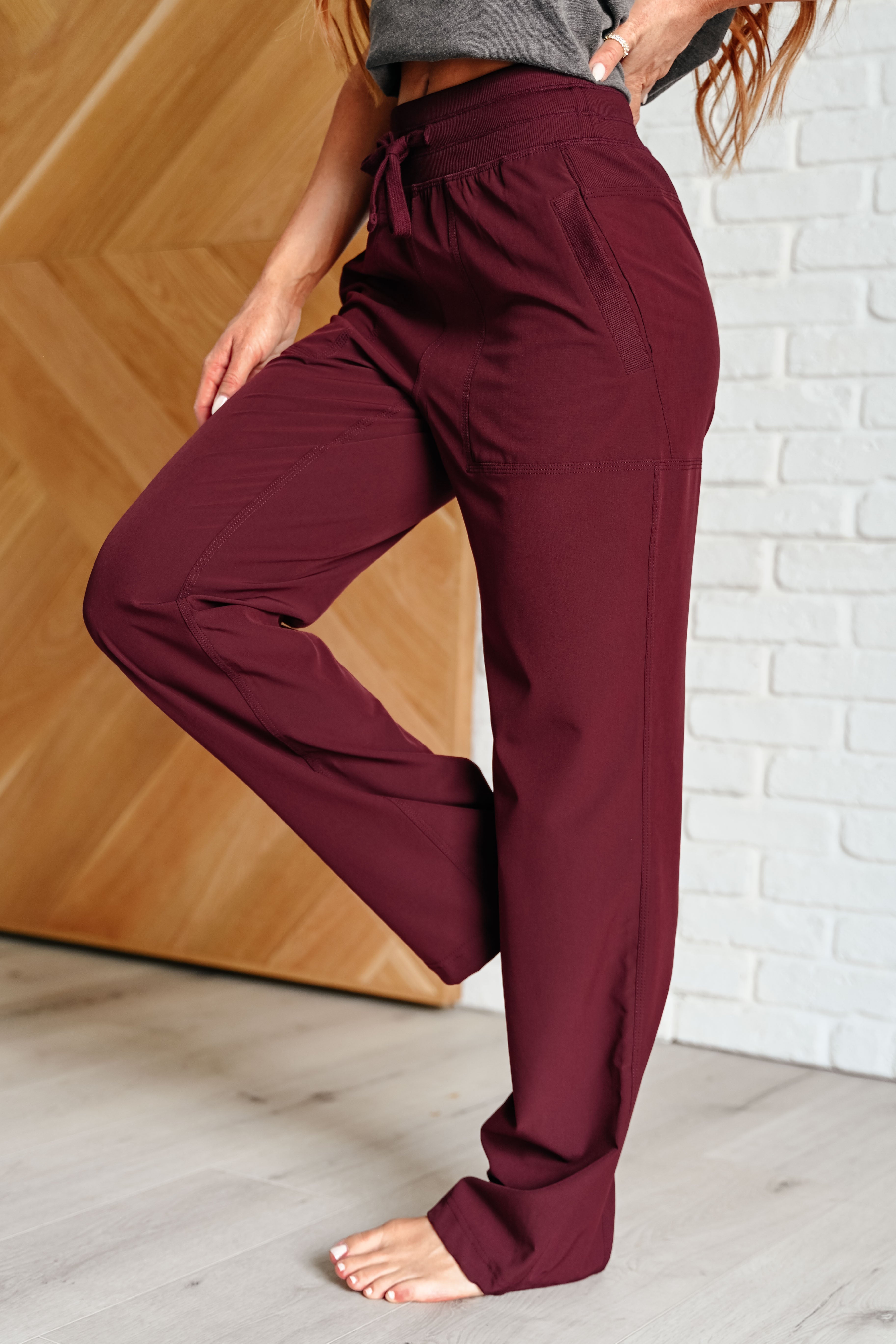 Running Game Drawstring Joggers in Red Merlot