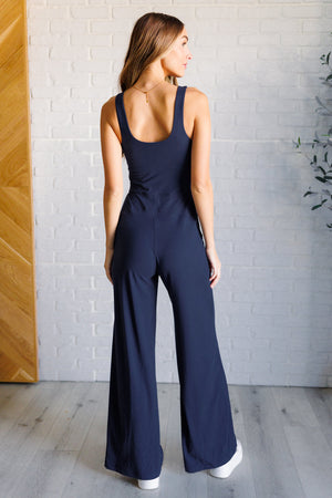 Effortless Casual Chic Wide Leg Jumpsuit in Navy