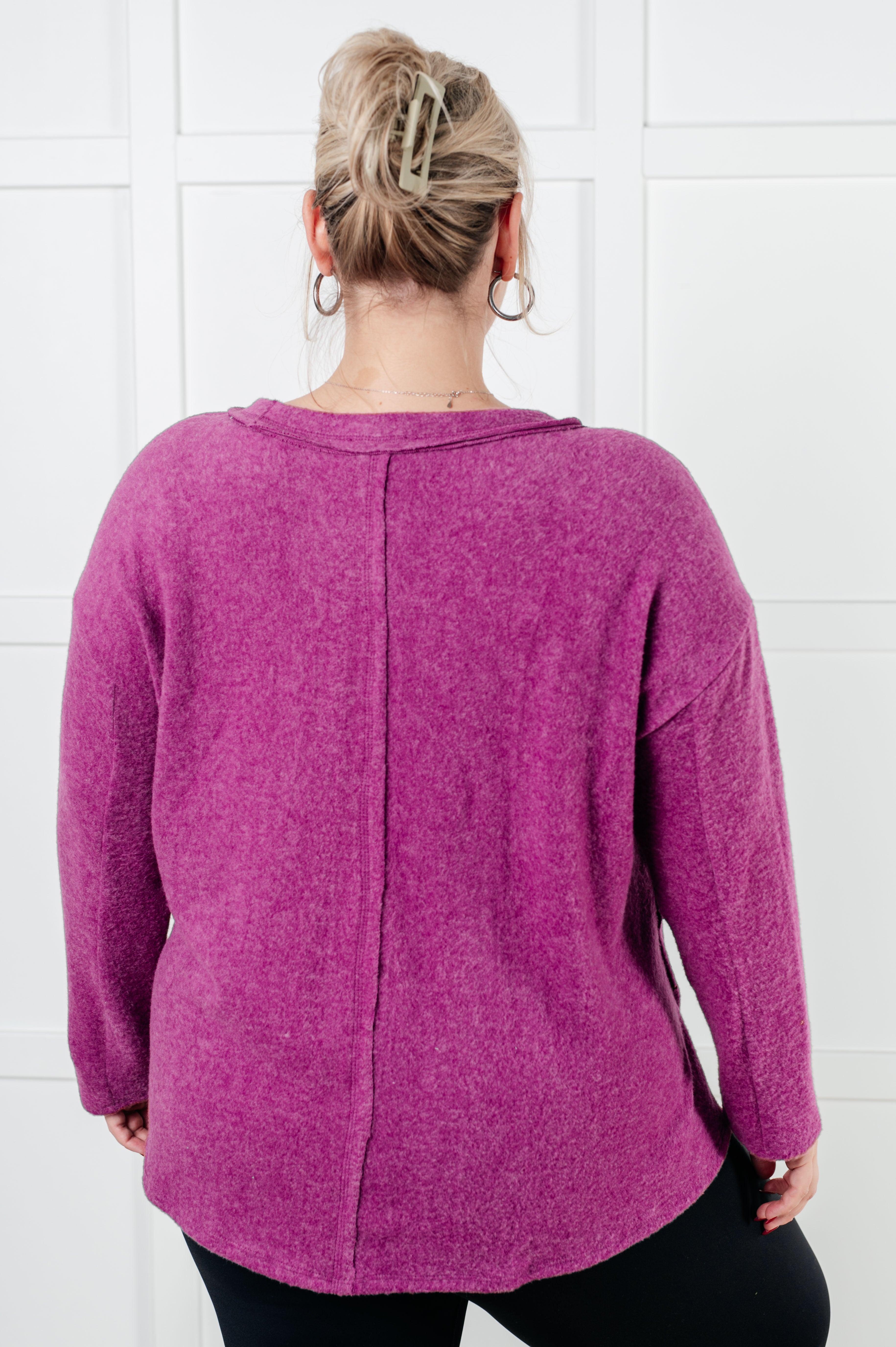 Brushed to Perfection Hacci Sweater in Light Plum