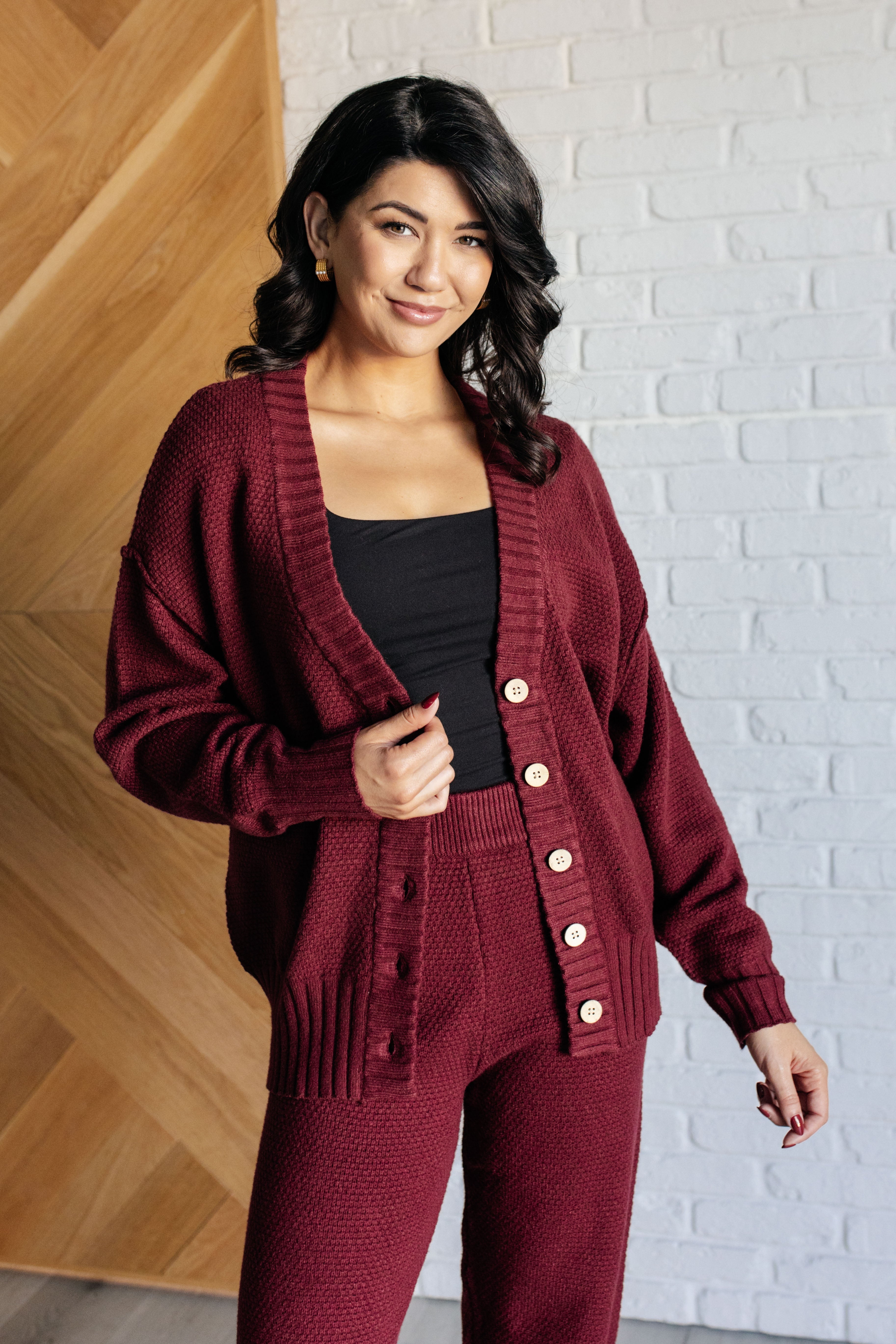 Laidback Luxe Cardi & Jogger Set in Wine