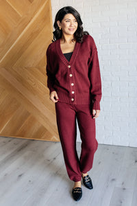 Laidback Luxe Cardi & Jogger Set in Wine