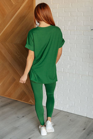 Brushed With Softness Tee & Leggings Set in Dark Green