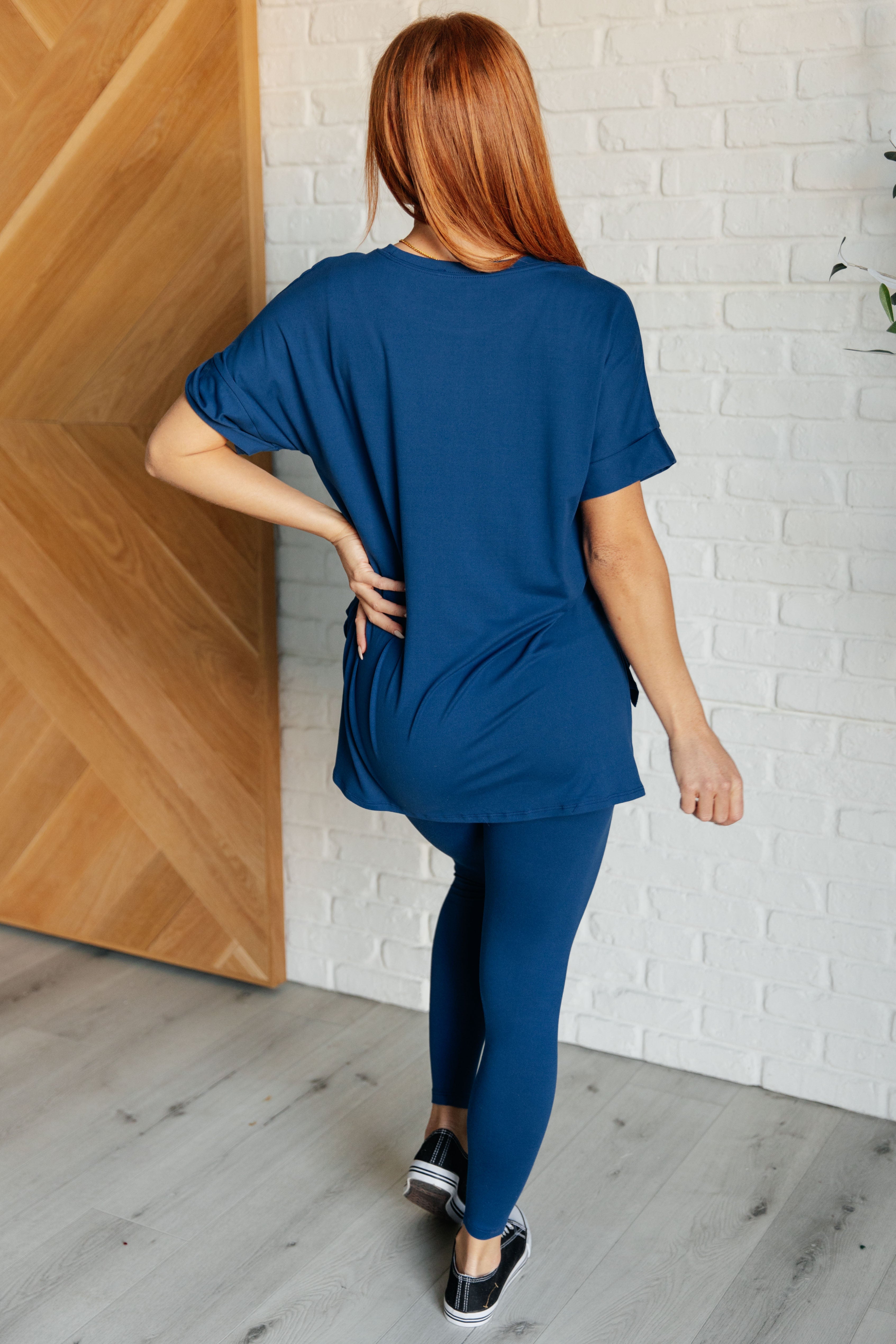 Brushed With Softness Tee & Leggings Set in Lt. Navy