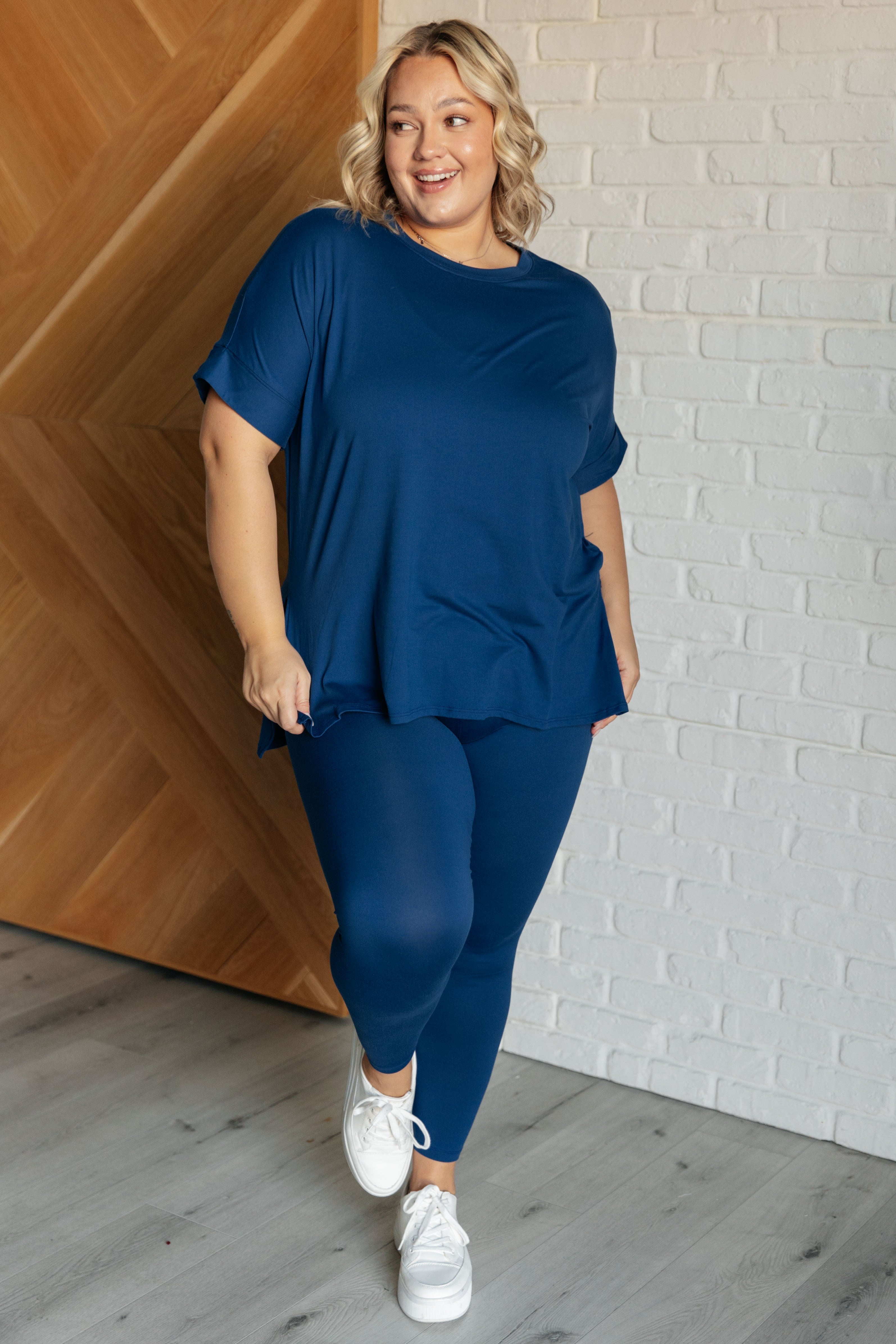 Brushed With Softness Tee & Leggings Set in Lt. Navy