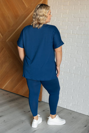 Brushed With Softness Tee & Leggings Set in Lt. Navy