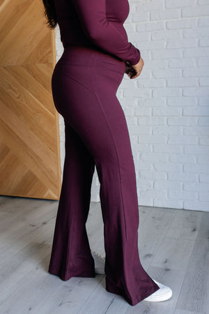 Strut Your Stuff Front Split Flare Leggings in Cassis