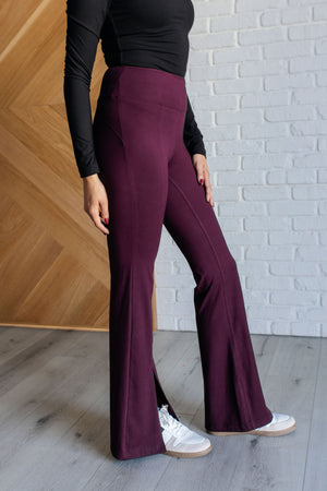 Strut Your Stuff Front Split Flare Leggings in Cassis