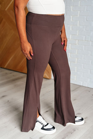 Strut Your Stuff Front Split Flare Leggings in Espresso