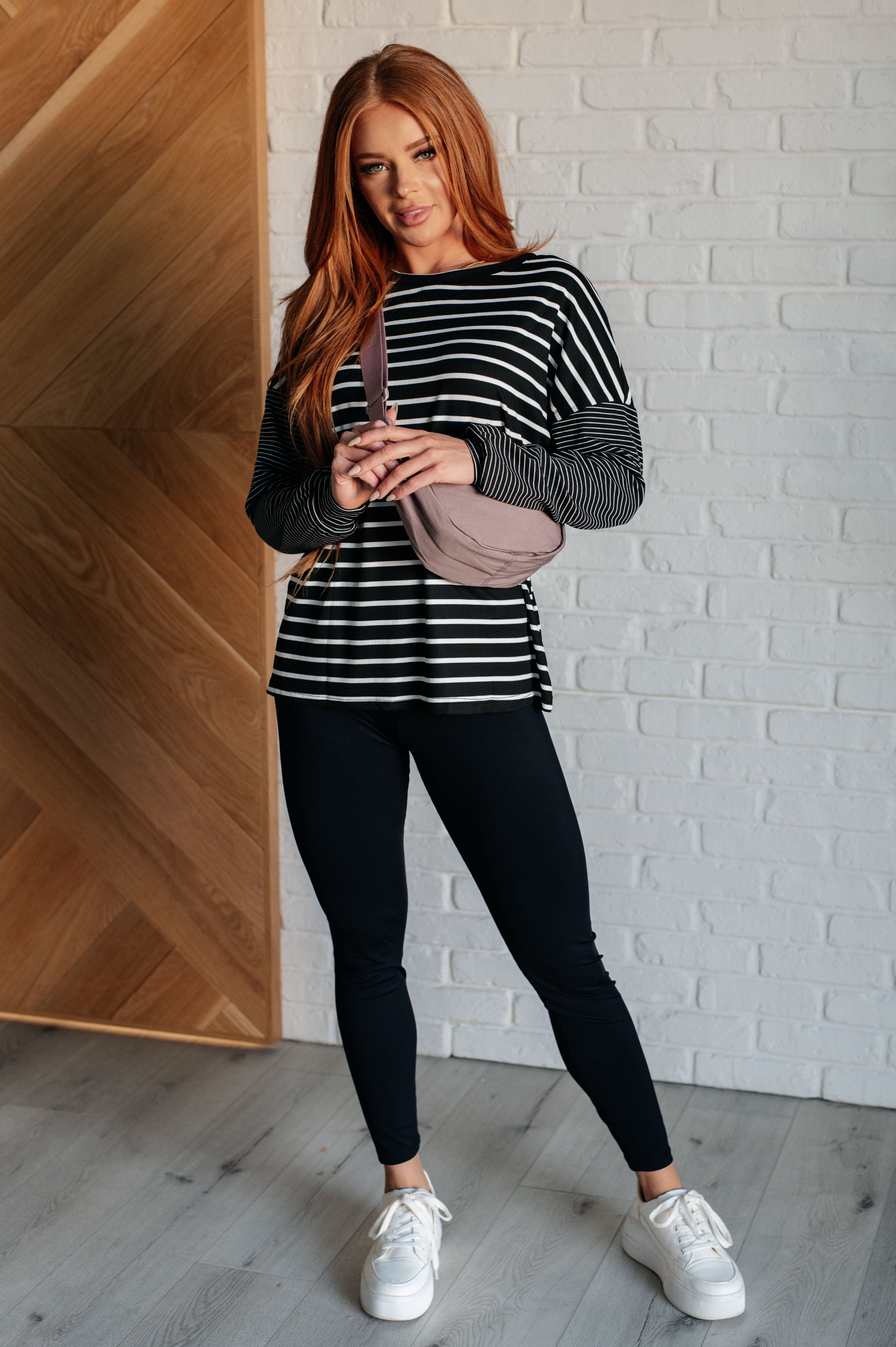 Patch Perfect Striped Top in Black