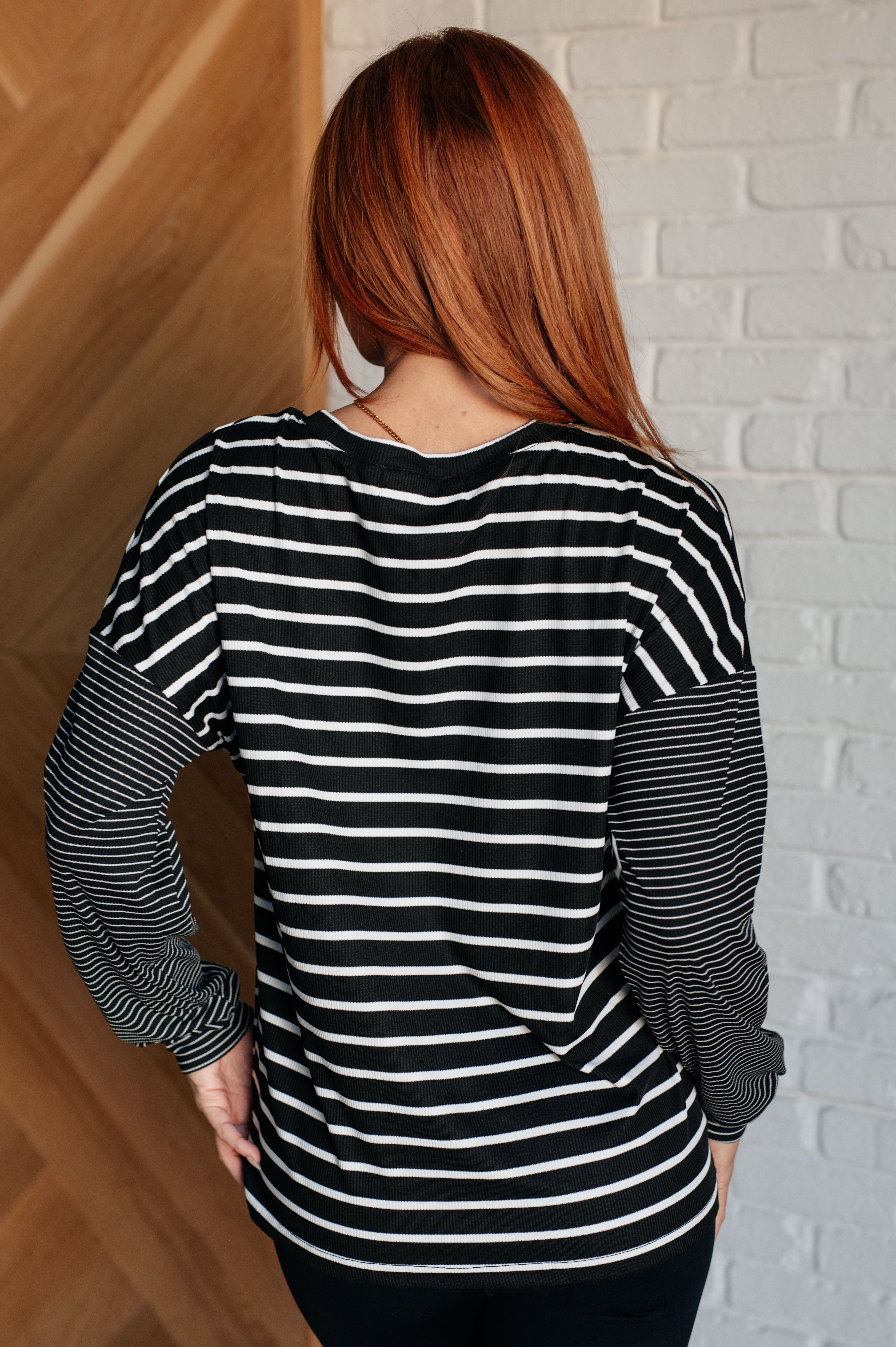 Patch Perfect Striped Top in Black