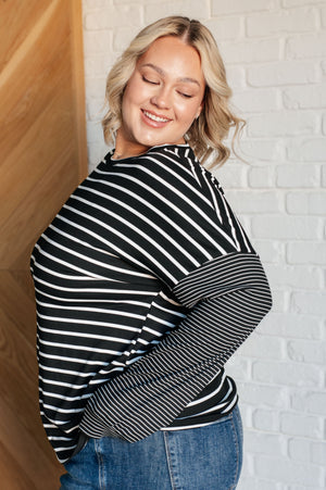 Patch Perfect Striped Top in Black