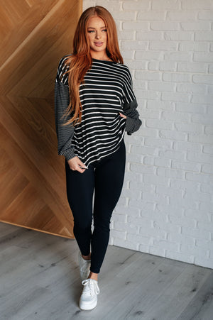 Patch Perfect Striped Top in Black