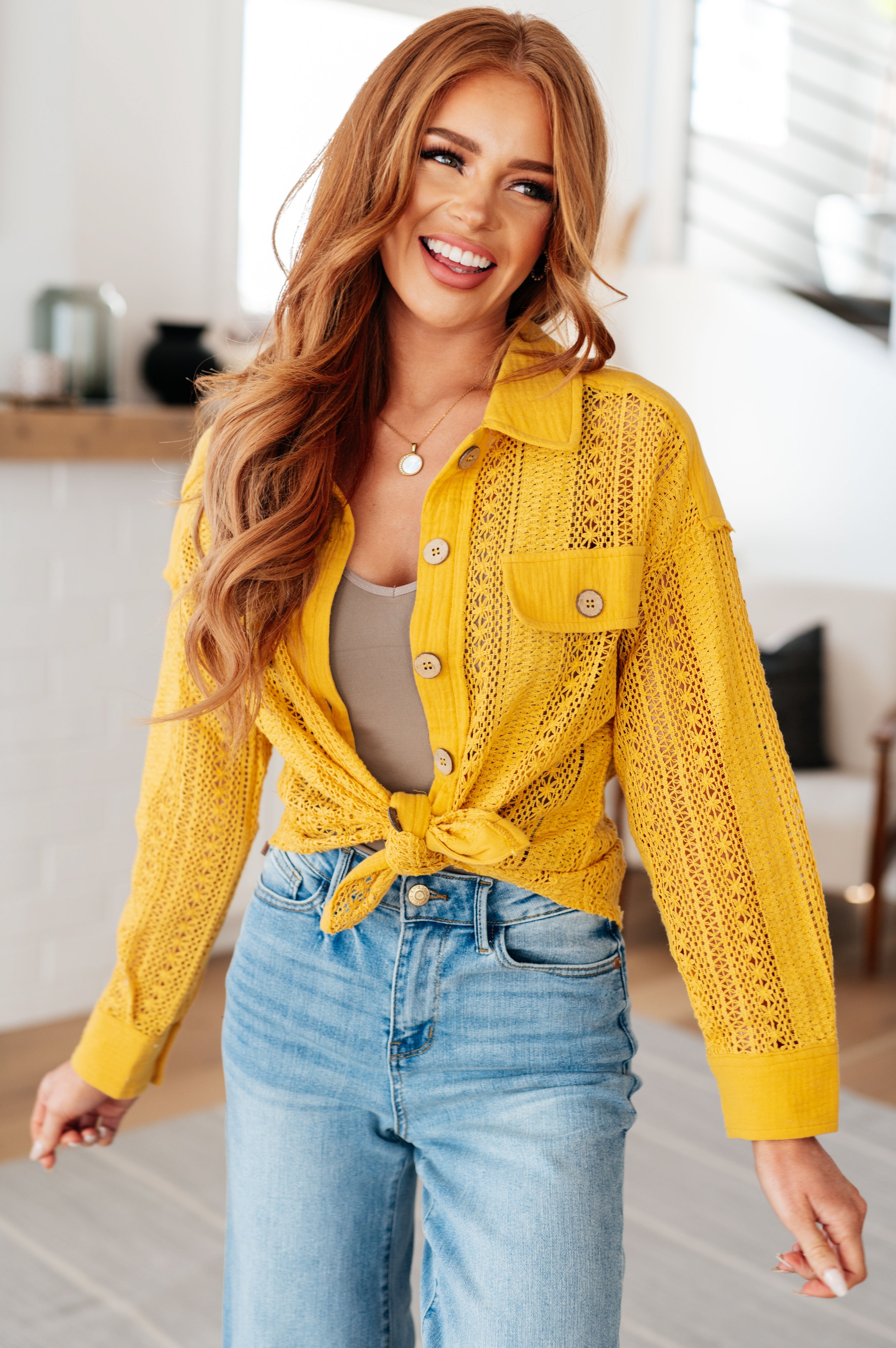 As Sweet As Honey Lace Button Down Shirt