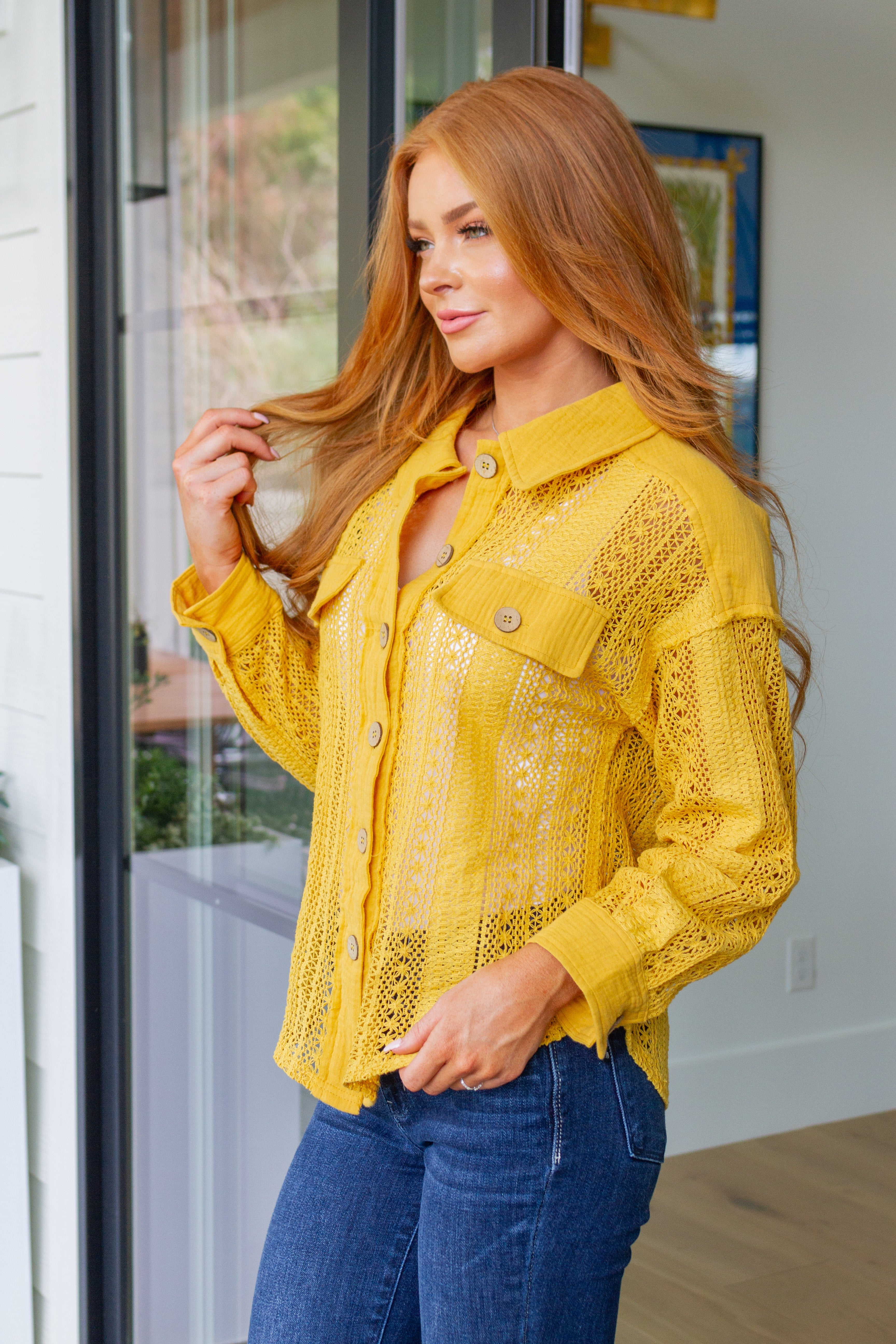 As Sweet As Honey Lace Button Down Shirt