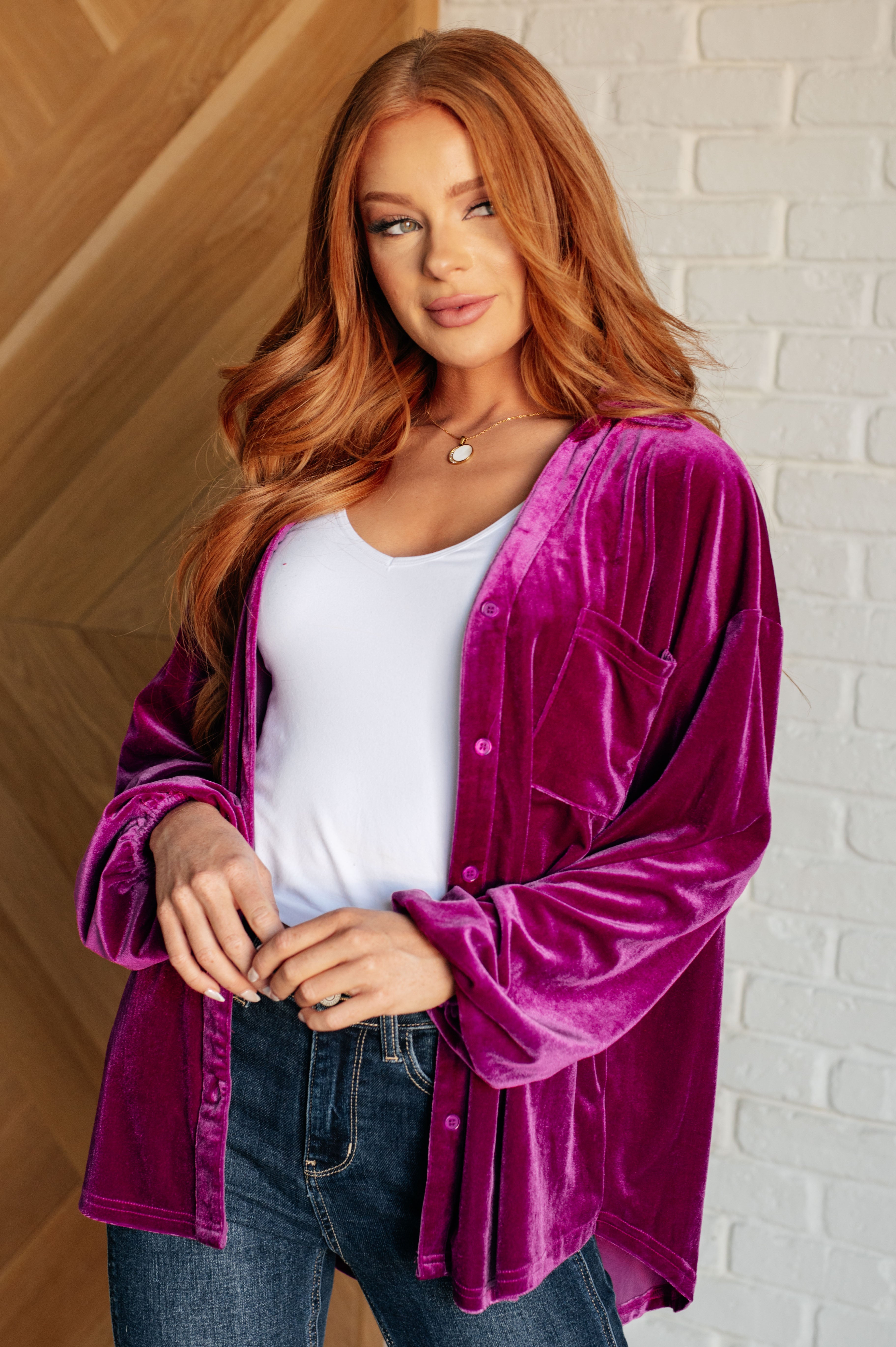 Truth Be Bold Velvet Long Sleeve Top