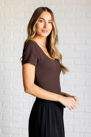 Set Apart Square Neck Bodysuit in Espresso