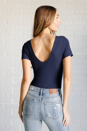 Set Apart Square Neck Bodysuit in Navy