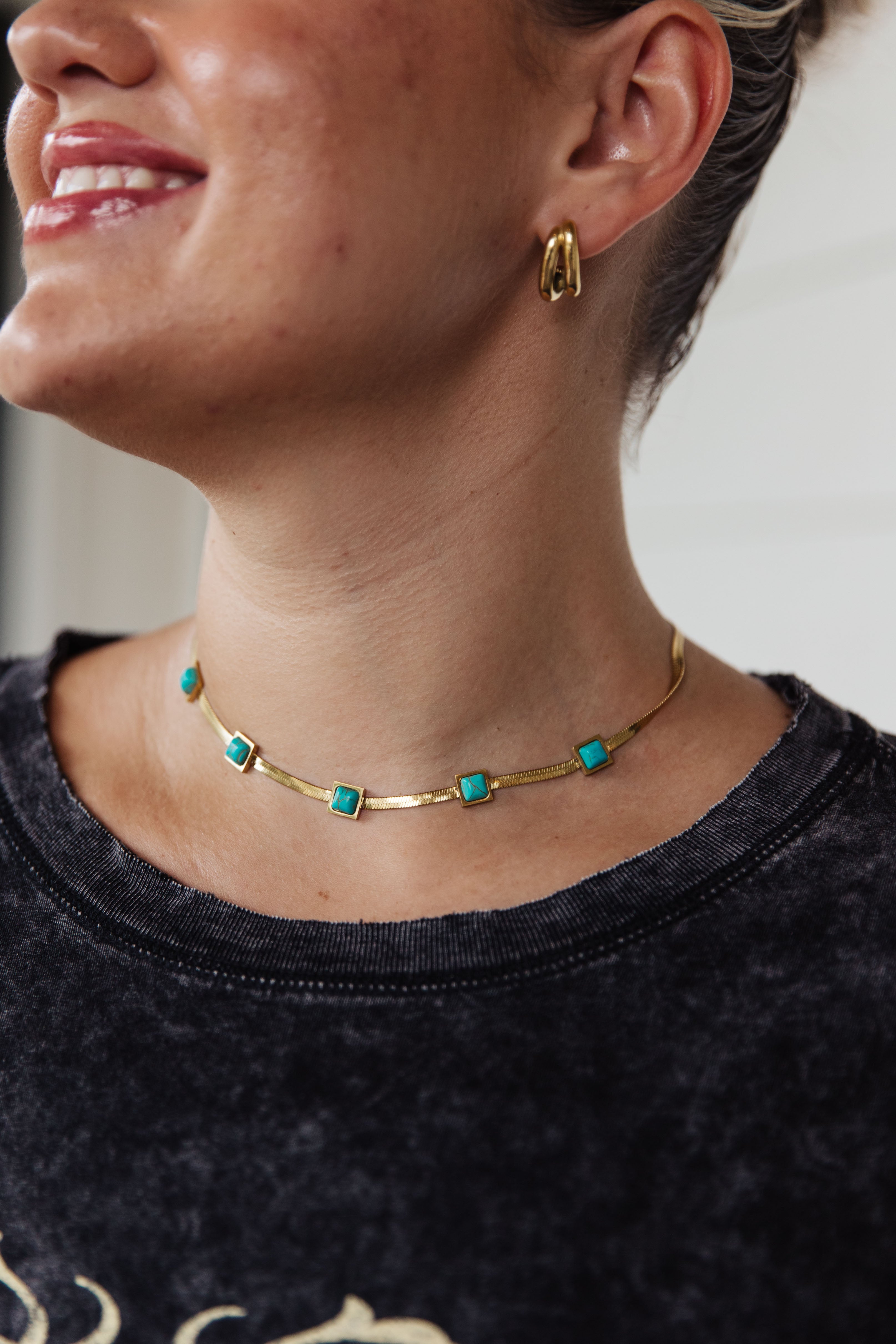 One Square at a Time Turquoise Necklace