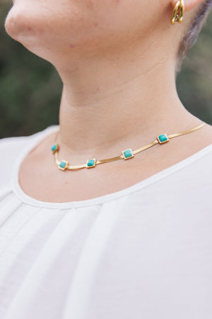 One Square at a Time Turquoise Necklace