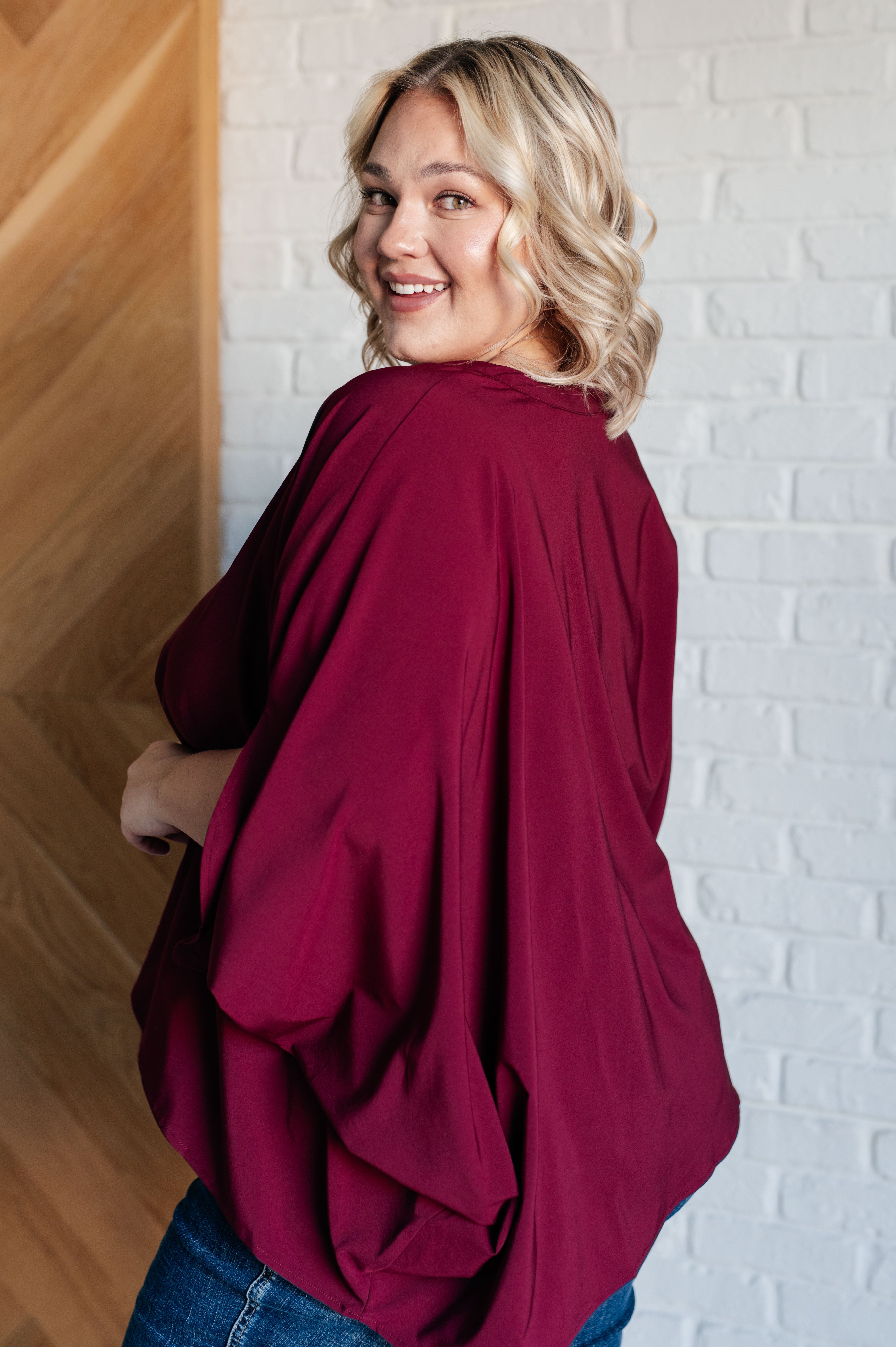 Poncho Style Blouse in Wine