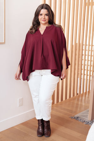 Poncho Style Blouse in Wine