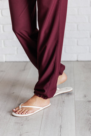 Running Game Drawstring Joggers in Red Merlot