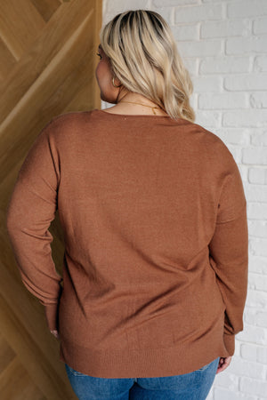 Nadine Exposed Seam Sweater in Deep Camel