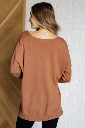 Nadine Exposed Seam Sweater in Deep Camel