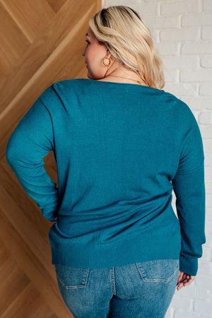 Nadine Exposed Seam Sweater in Heather Ocean Teal