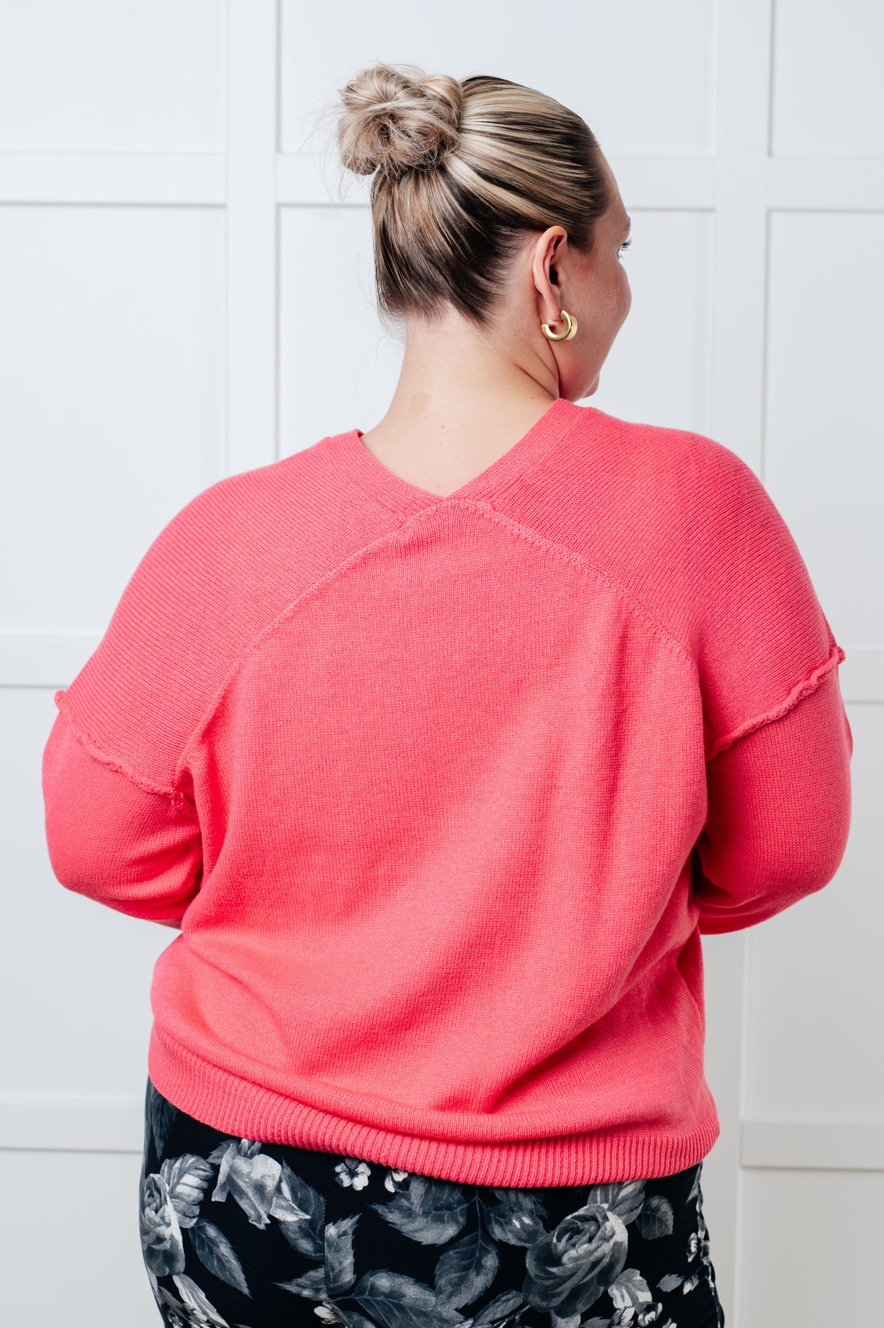 Seamingingly Exposed Seam Sweater in Pink