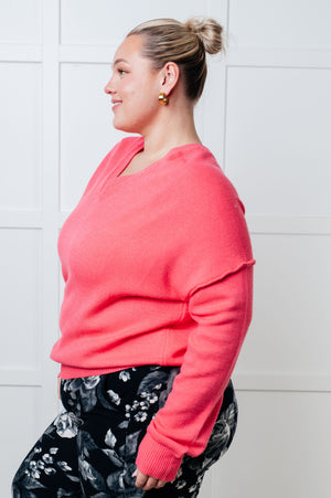 Seamingingly Exposed Seam Sweater in Pink