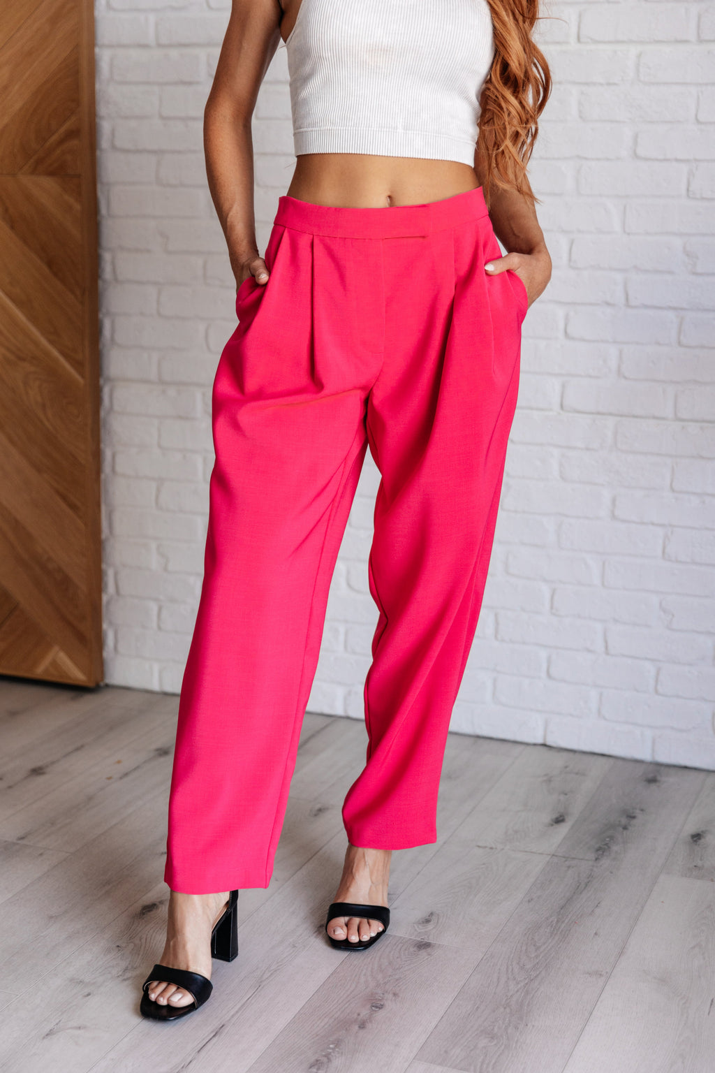 Come Work or Play Pleated Trousers in Hot Pink