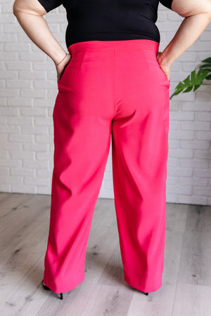 Come Work or Play Pleated Trousers in Hot Pink