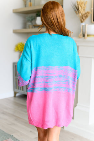 Ombre & Pom Poms Open Front Cardigan