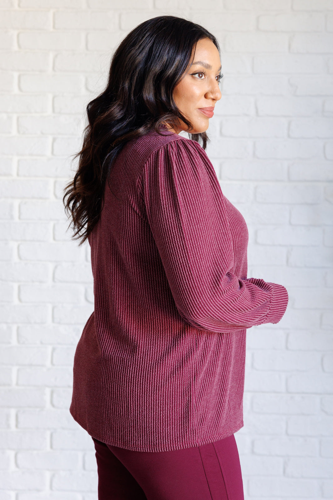 Twilight Embers Mineral Wash Knit Top in Wine