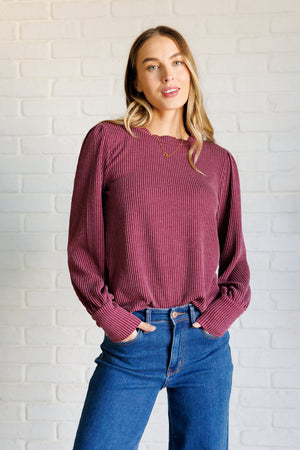 Twilight Embers Mineral Wash Knit Top in Wine