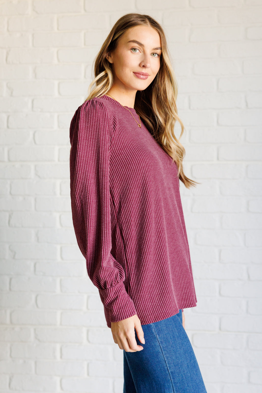 Twilight Embers Mineral Wash Knit Top in Wine