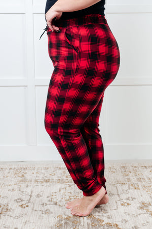 Peak Performance Joggers in Red Plaid