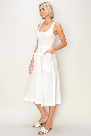 Kaida Mixed Media Midi Tank Dress in Off-White