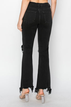 Distressed To Impress Raw Hem Jeans in Black