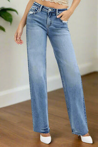 Iconic Mid Rise Straight Fit Jeans in Medium Wash