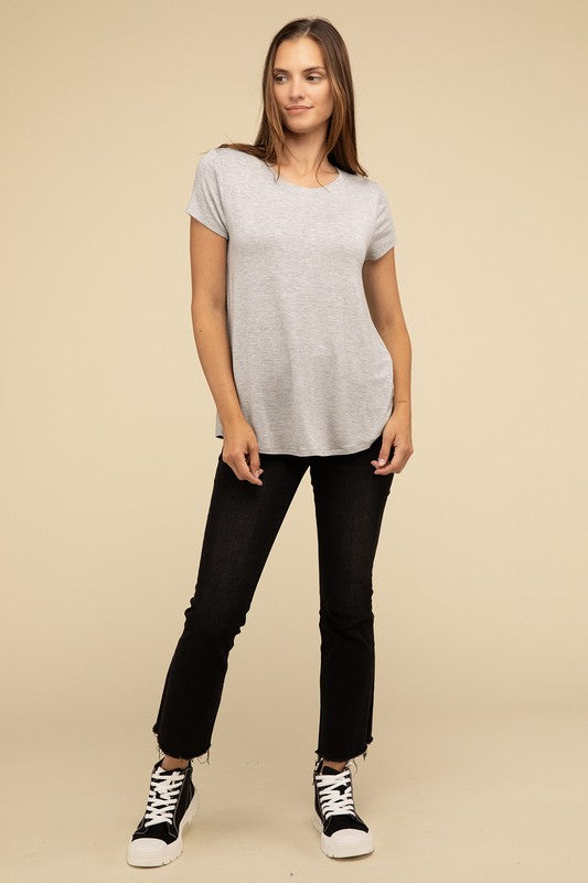 Ebb & Flow Rayon Short Sleeve Top in a Variety of Colors