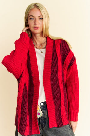 Merry & Bright Cable-Knit Color Block Cardigan