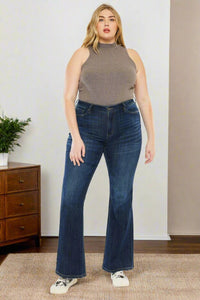 Alessia Mid Rise Flare Jeans in Dark Stone Wash