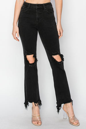 Distressed To Impress Raw Hem Jeans in Black