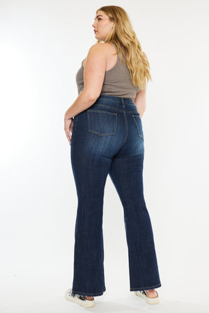 Alessia Mid Rise Flare Jeans in Dark Stone Wash