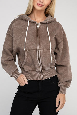 Cozy Acid Wash Fleece Drawstring Hoodie in a Variety of Colors