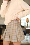 Mad for Plaid Pleat Mini Skirt in Beige Check