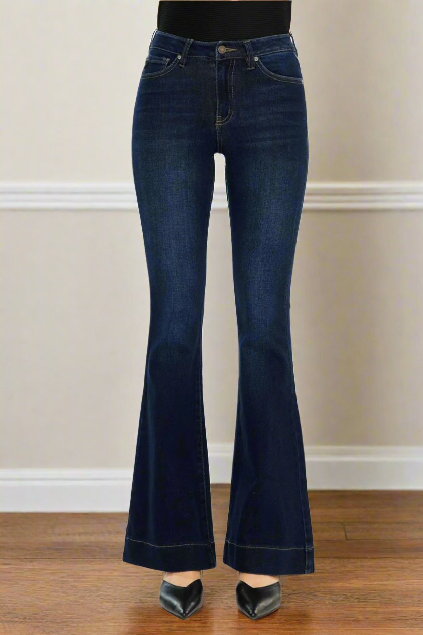 Hey Slim Flare High Rise Jeans in Dark Wash